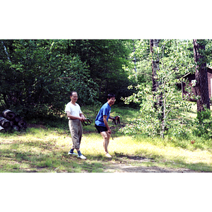 Two Association members playing horseshoes in New Hampshire