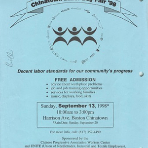 Fliers advertising Chinatown Labor Day Fair 1998