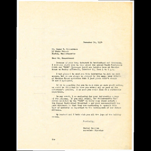 Letter from Muriel Snowden of Freedom House to Oscar W. Hausermann about TABS youth conference