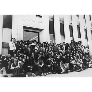 Law Class of 1976 poses outside Gryzmish Hall