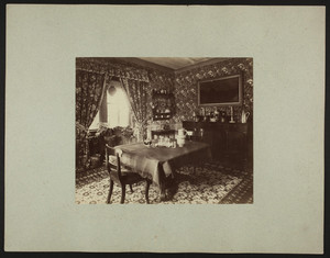 Interior view of a dining room or breakfast room, possibly the Codman family house, West Roxbury, Boston, Mass., undated
