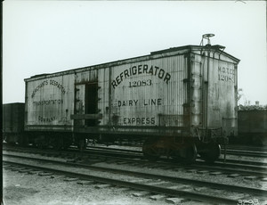 Merchant Dispatch Transportation Co. refrigerator milk car no. 12083, Beacon Yard, Boston, Mass., Jan. 20, 1911