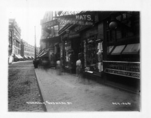 Sidewalk 663 Washington St., west side, Boston, Mass., October 1904