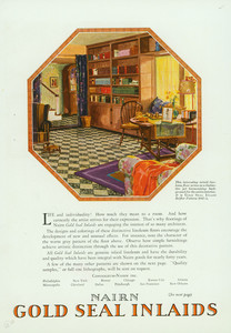 Advertisement for Nairn Gold Seal Inlaids, Congoleum-Nairn Inc., Philadelphia, New York, Boston, February 1926