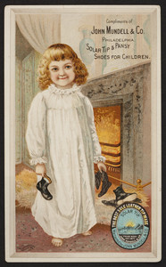 Trade card for Solar Tip & Pansy Shoes for children, John Mundell & Co., Philadelphia, Pennsylvania, undated