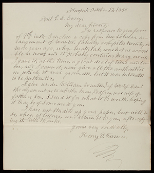 Henry E. Turner to Thomas Lincoln Casey, October 17, 1895