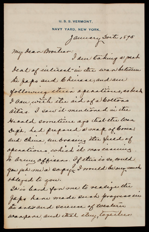 Admiral Silas Casey to Thomas Lincoln Casey, January 30, 1895