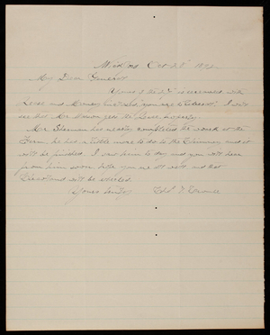 Charles Crombe to Thomas Lincoln Casey, October 28, 1892