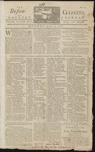 The Boston-Gazette, and Country Journal, 1 June 1767