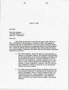 Letter from Mark H. McCormack to Ann Peterson