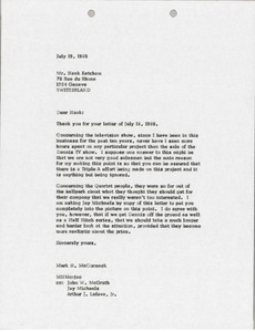 Letter from Mark H. McCormack to Hank Ketcham