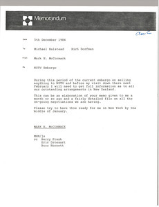 Memorandum from Mark H. McCormack to Michael Halstead and Rich Dorfman