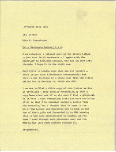 Memorandum from Rita M. Shackleton to J. Lafave