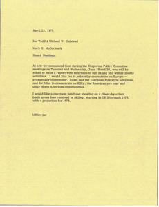 Memorandum from Mark H. McCormack to Ian Todd and Michael W. Halstead