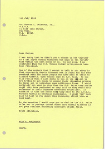 Letter from Mark H. McCormack to Hunter L. Delatour