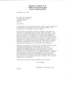 Letter from Edward H. Wedlake, M. D. to Mark H. McCormack