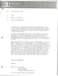 Memorandum from Mark H. McCormack concerning Contra arrangements