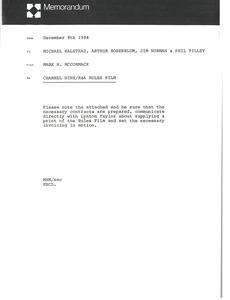 Memorandum from Mark H. McCormack to Michael Halstead, Arthur Rosenblum, Jim Norman and Phil Pilley