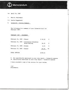 Memorandum from Laurie Roggenburk to Mark H. McCormack