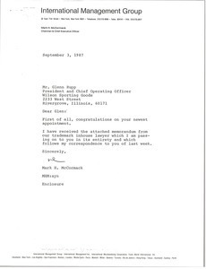 Letter from Mark H. McCormack to Glenn Rupp