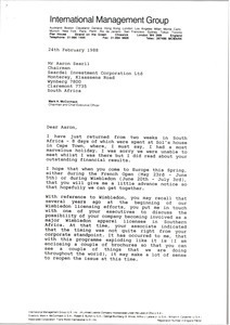 Letter from Mark H. McCormack to Aaron Searll