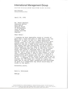 Letter from Mark H. McCormack to Peter Masters
