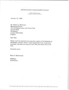 Letter from Mark H. McCormack to Robert E. McCowen