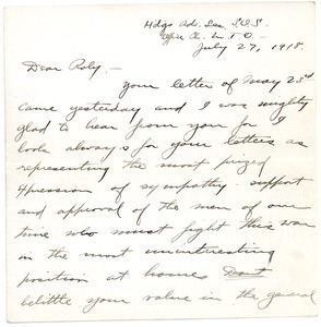 Letter from Brainerd Taylor to William H. Taylor