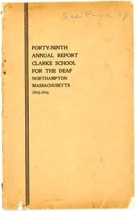 Forty-Ninth Annual Report of the Clarke School for the Deaf, 1916