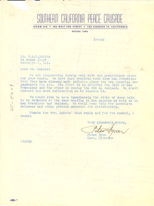Letter from Southern California Peace Crusade to W. E. B. Du Bois