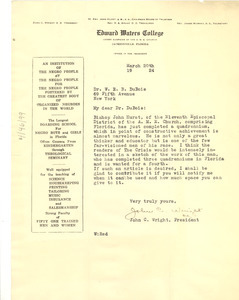 Letter from John C. Wright to W. E. B. Du Bois