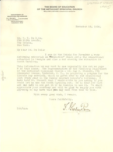 Letter from Methodist Episcopal Church to W. E. B. Du Bois