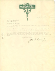 Letter from John G. Lewis to W. E. B. Du Bois