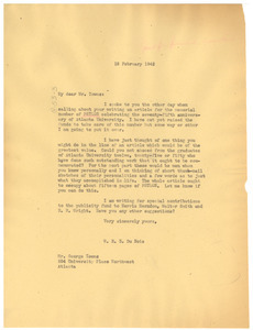 Letter from W. E. B. Du Bois to George Towns