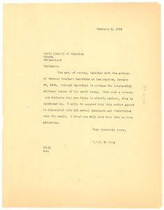 Letter from W. E. B. Du Bois to World Council of Churches