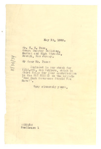 Letter from W. E. B. Du Bois to Harry Pace