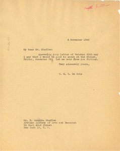 Letter from W. E. B. Du Bois to African Academy of Arts and Research