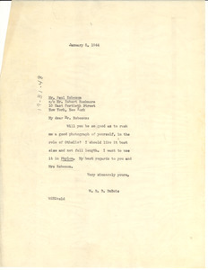 Letter from W. E. B. Du Bois to Paul Robeson