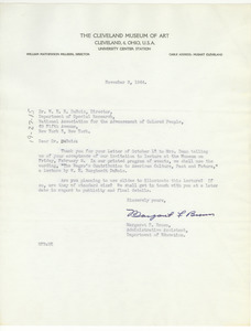 Letter from Cleveland Museum of Art to W. E. B. Du Bois