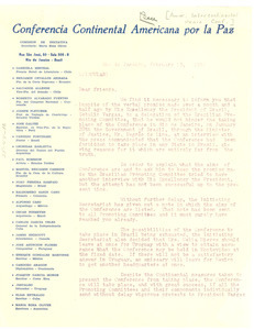 Circular letter from American Inter-Continental Peace Conference
