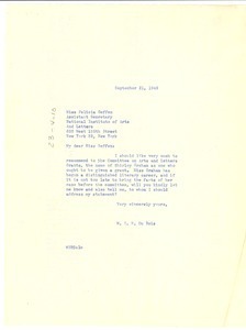 Letter from W. E. B. Du Bois to National Institute of Arts and Letters