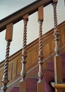 Jones Library: detail of balusters on a staircase