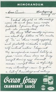 Letter from Kenneth G. Garside to Anne Garside Cann