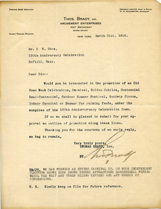 Letter from Thomas Brady to Donald W. Howe