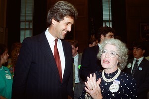 Sen. John Kerry (left) on day of John Olver's swearing-in as U.S. Representative for the 1st District, Massachusetts