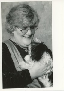 Portrait of Rae Unzicker with dog