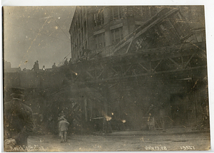 Beach Street Station accident, view from street of tracks and car