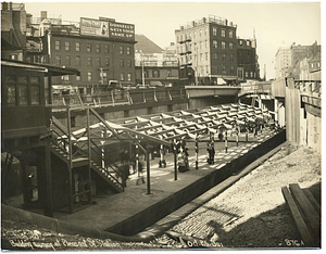 Building awning at Pleasant Street Station