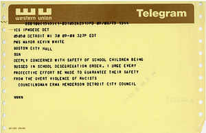 Telegram to Mayor Kevin H. White