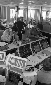 Unidentified call center workers in Boston Police Dispatch Operations Center